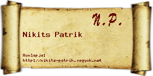 Nikits Patrik névjegykártya